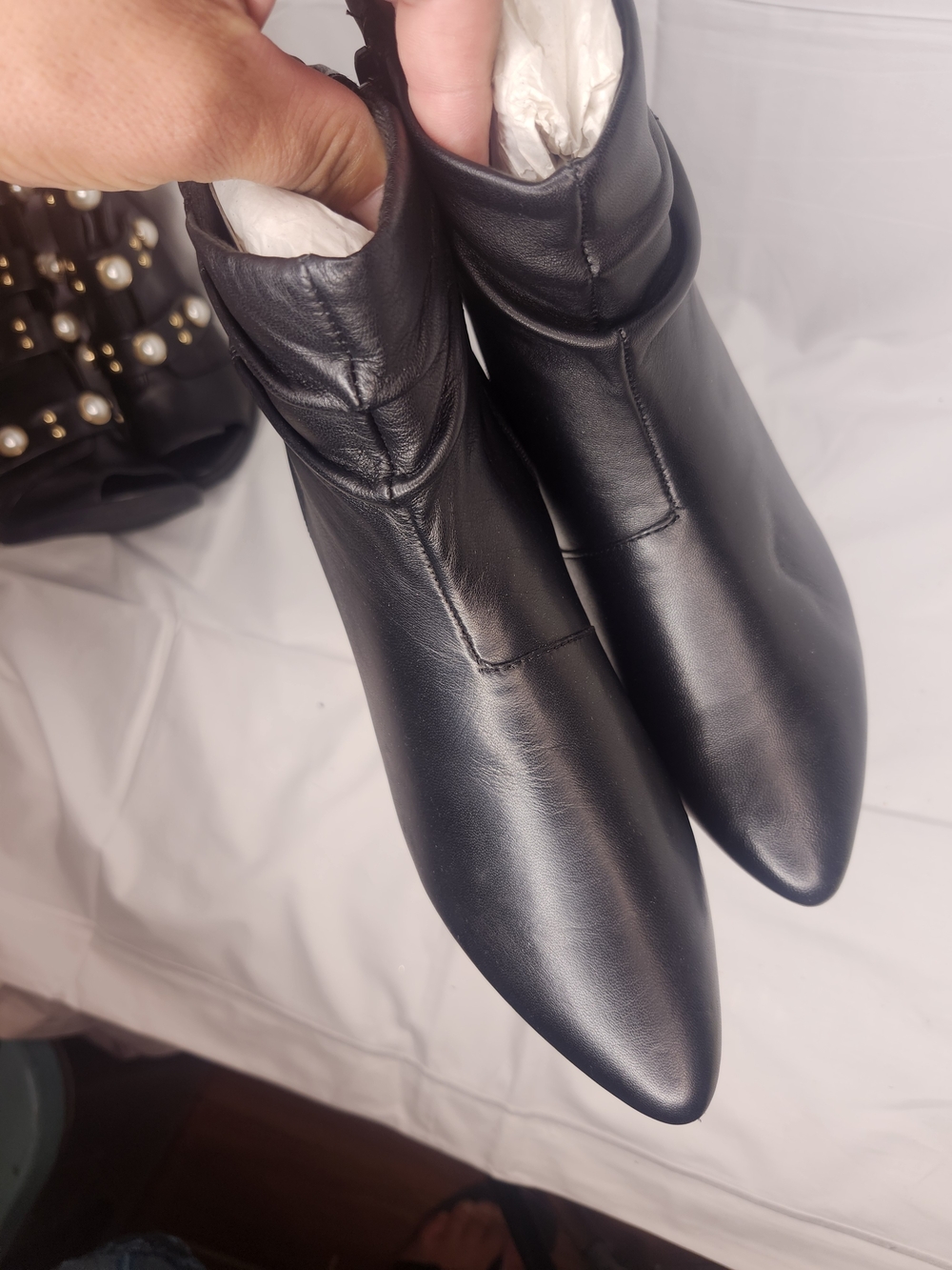 Clarks Women's Black Leather Block Heel Boots